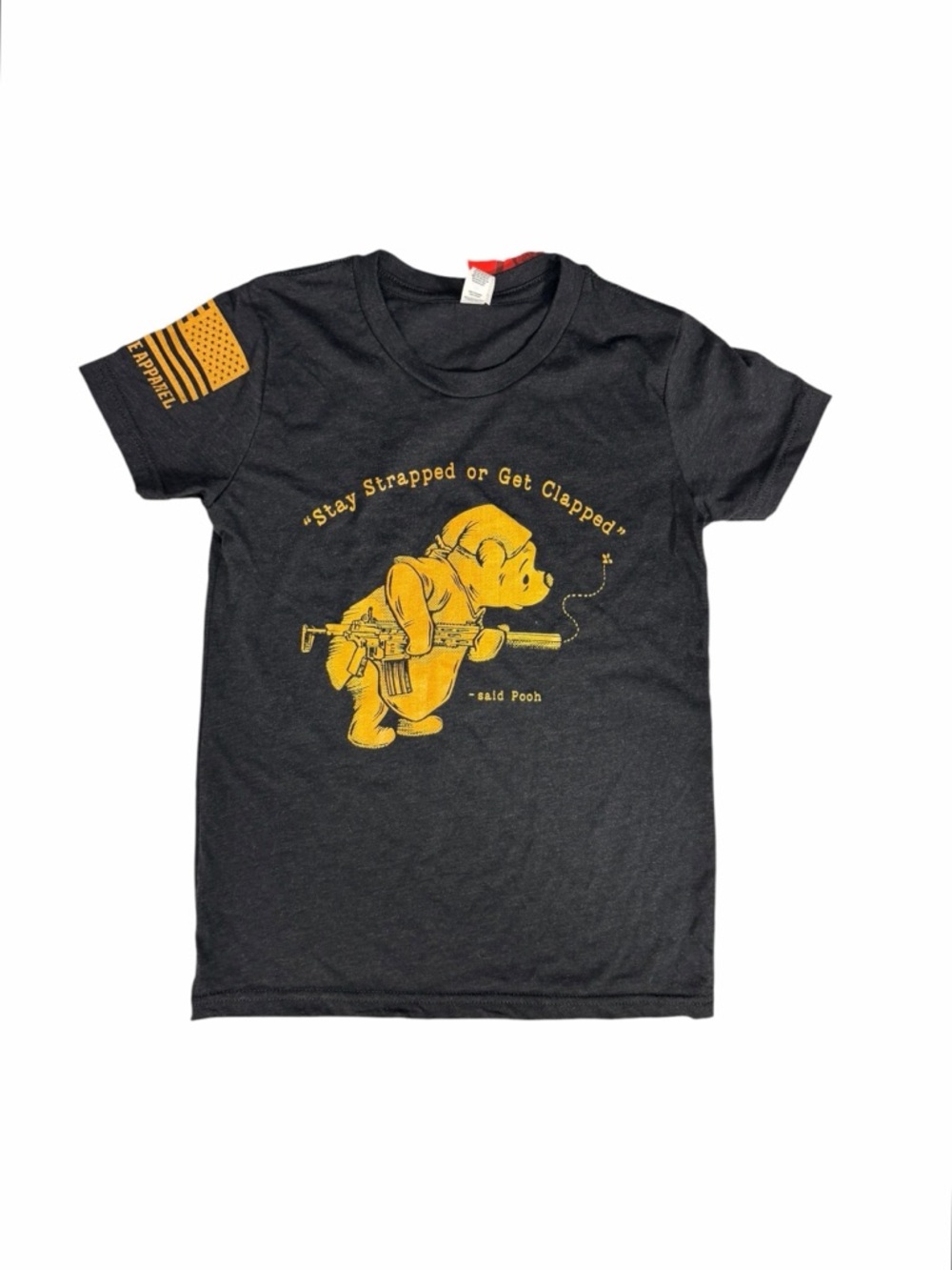 Nine Line Boys Size S (6-8) Short Sleeve Pooh Bear Tribend T Shirt Black